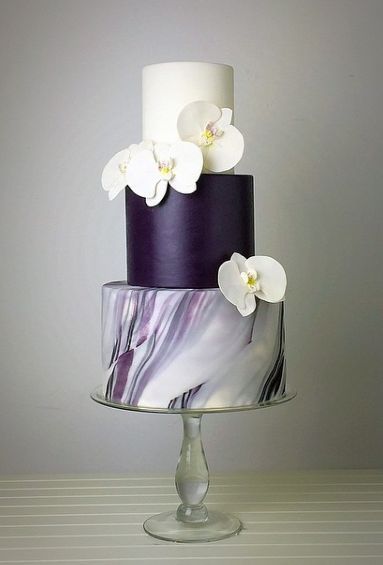 purple marbled wedding cake